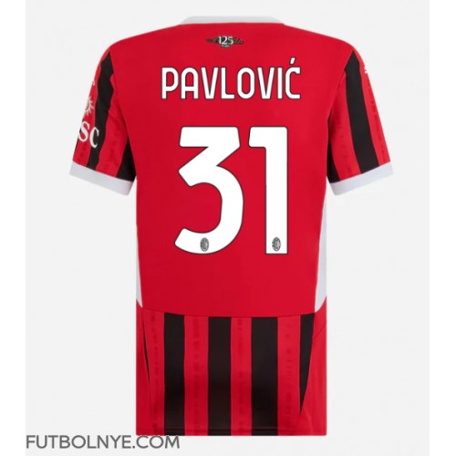 Camiseta AC Milan Strahinja Pavlovic #31 Primera Equipación para mujer 2024-25 manga corta